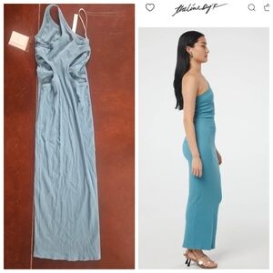 Nwt The line By K Gael Ozone Blue Ribbed Cut Out Back Maxi Dress M